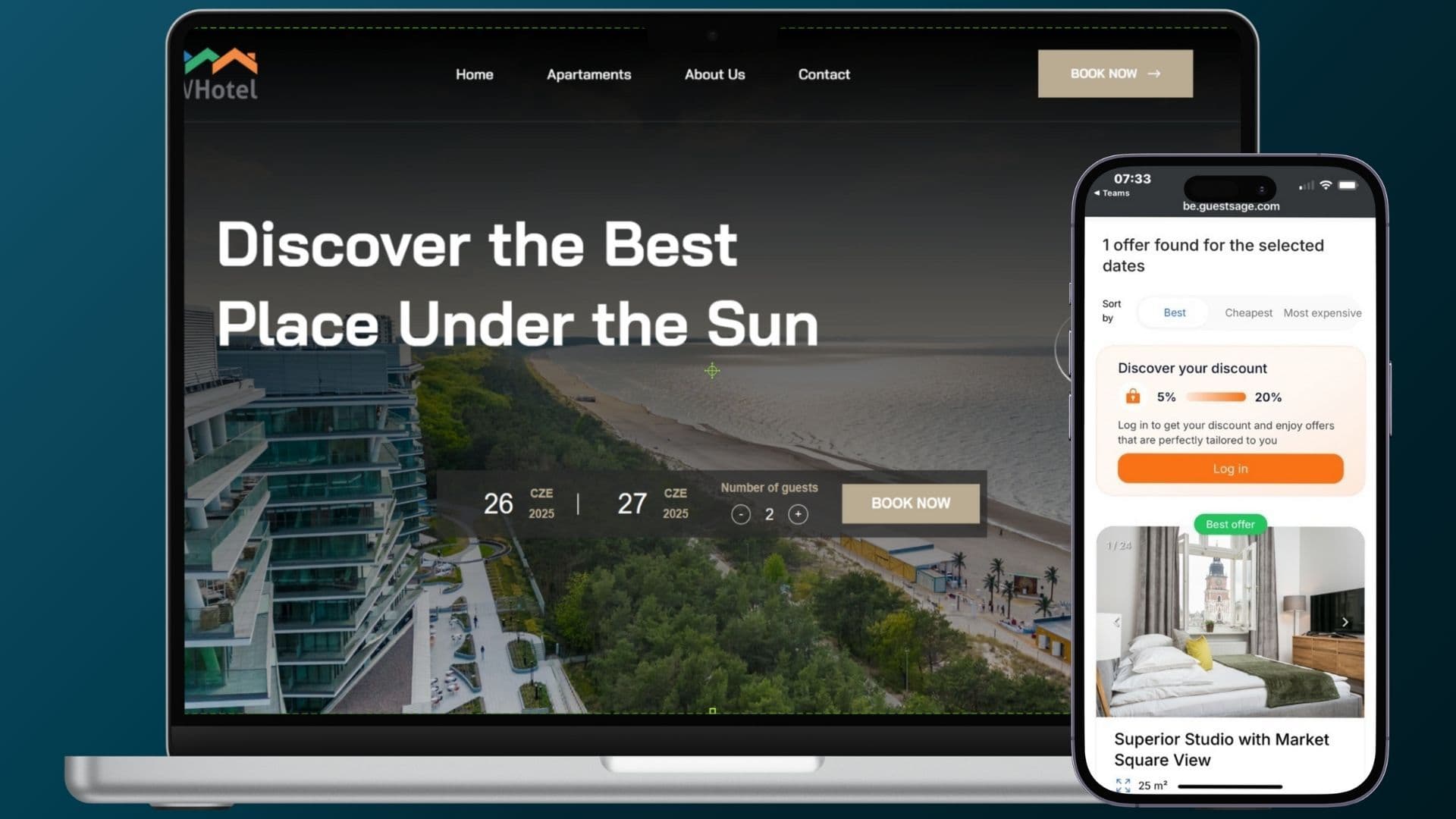 Modern hotel website - zdjęcie główne